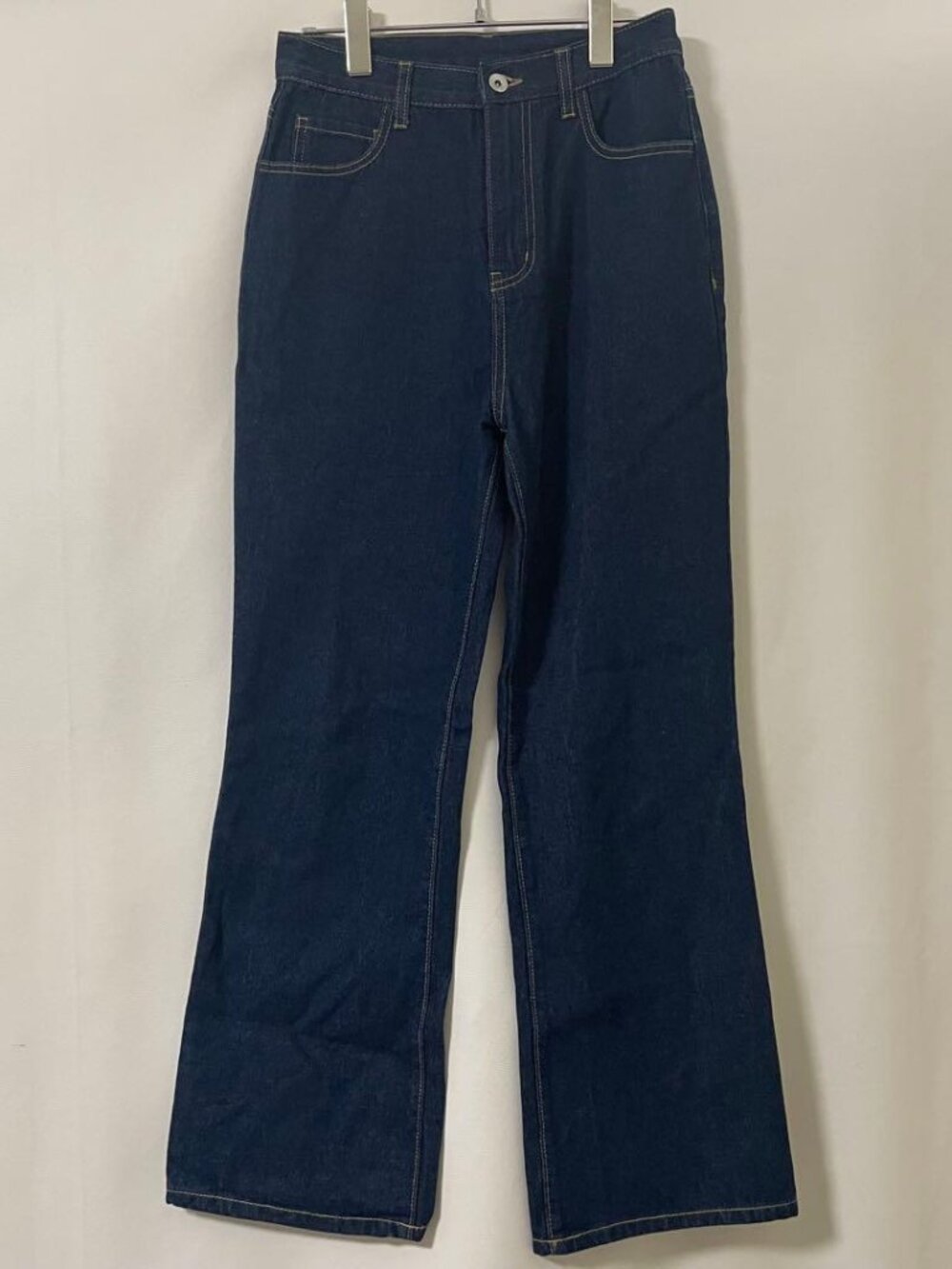 Skiore Denim Pants Flare Wide Navy Size L